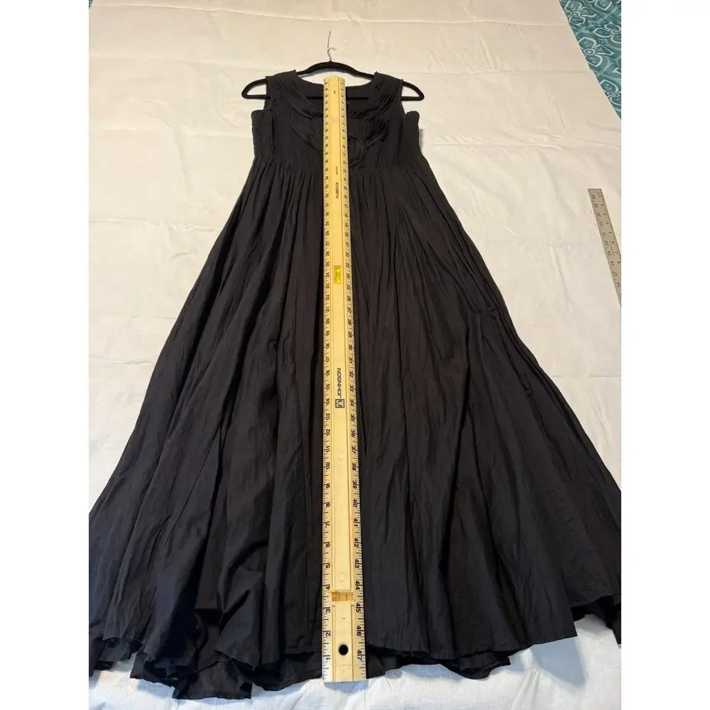 Chelsea & Theodore Black Peasant Flare Sundress Smocked Dress Boho Sz M - Picture 11 of 11